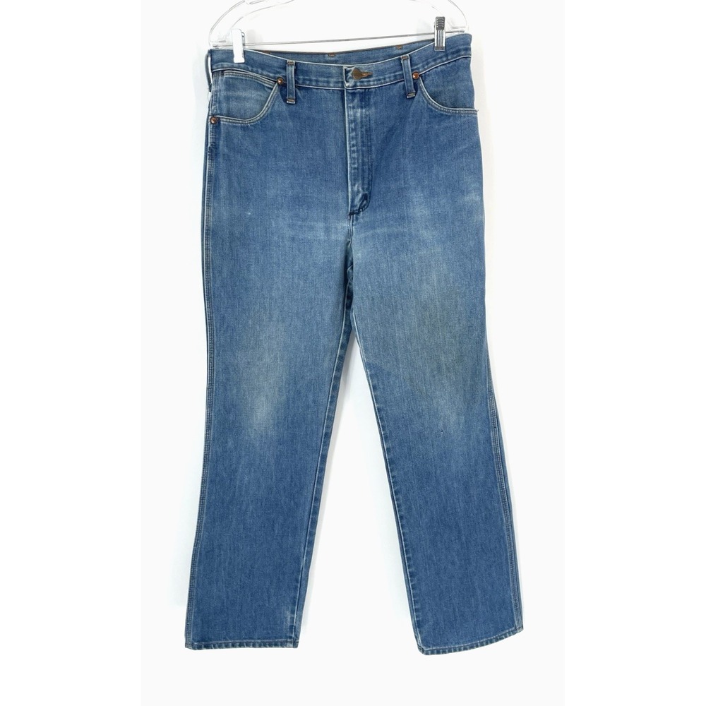 VTG Wrangler Jeans Mens 36x32 Blue 70s  Straight Cut 912 DEN No Fault Denim USA